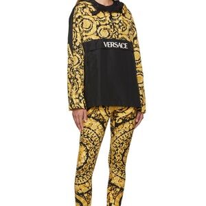 Versace Women's Baroque Black and Gold Leggings
